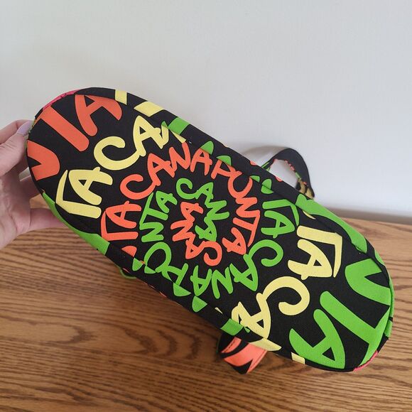 NWT Robin Ruth Hobo Tote Punta Cana Canvas Neon Logo Zipper Close COA New - Picture 10 of 10